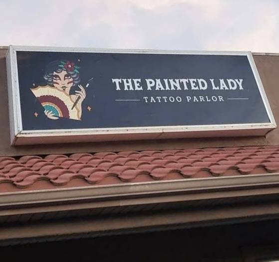 The Painted Lady Tattoo Parlor storefront sign — St. George, Utah