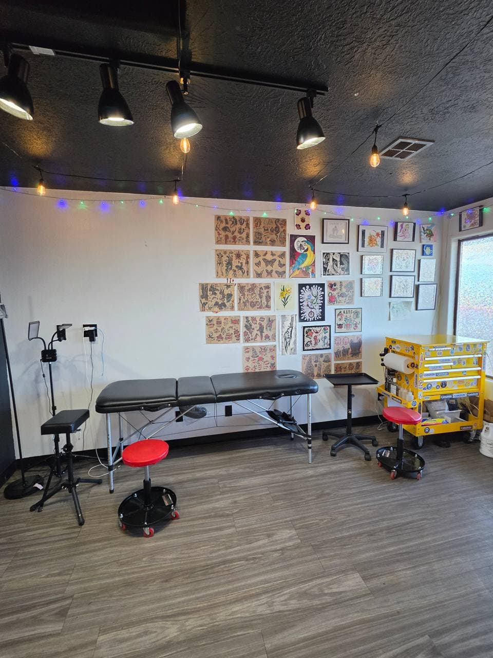The Painted Lady tattoo station workspace