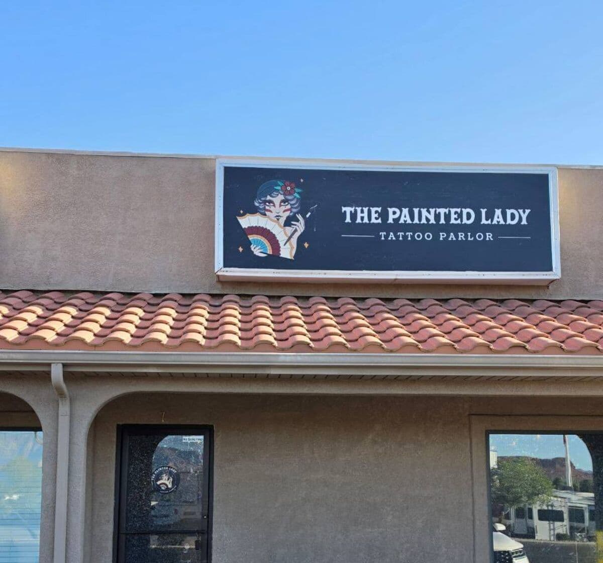 The Painted Lady Tattoo Parlor storefront in St. George, Utah
